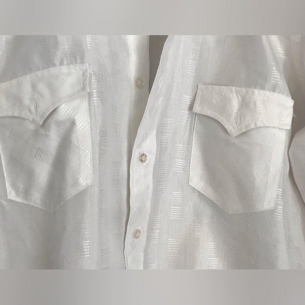 Vintage Wrangler Western Button Down Long Tails Dress Shirt Size 16-34 - Picture 5 of 7